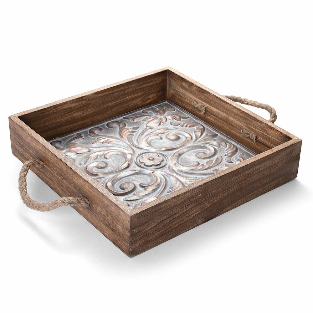 dark wood ottoman tray