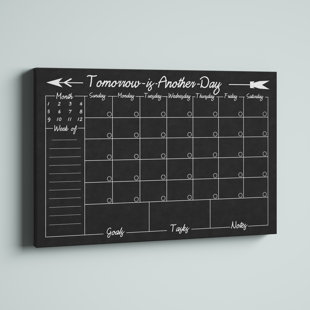 40 x 60 cm Includes Chalk Blackboard Black Memo Board to Write On Week Kitchen Wall Organiser Schedule Navaris Weekly Planner Calendar Chalkboard 