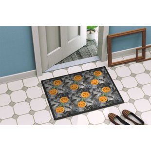 Bat Mat Wayfair Precita Jack O Lantern Bats Door Mat