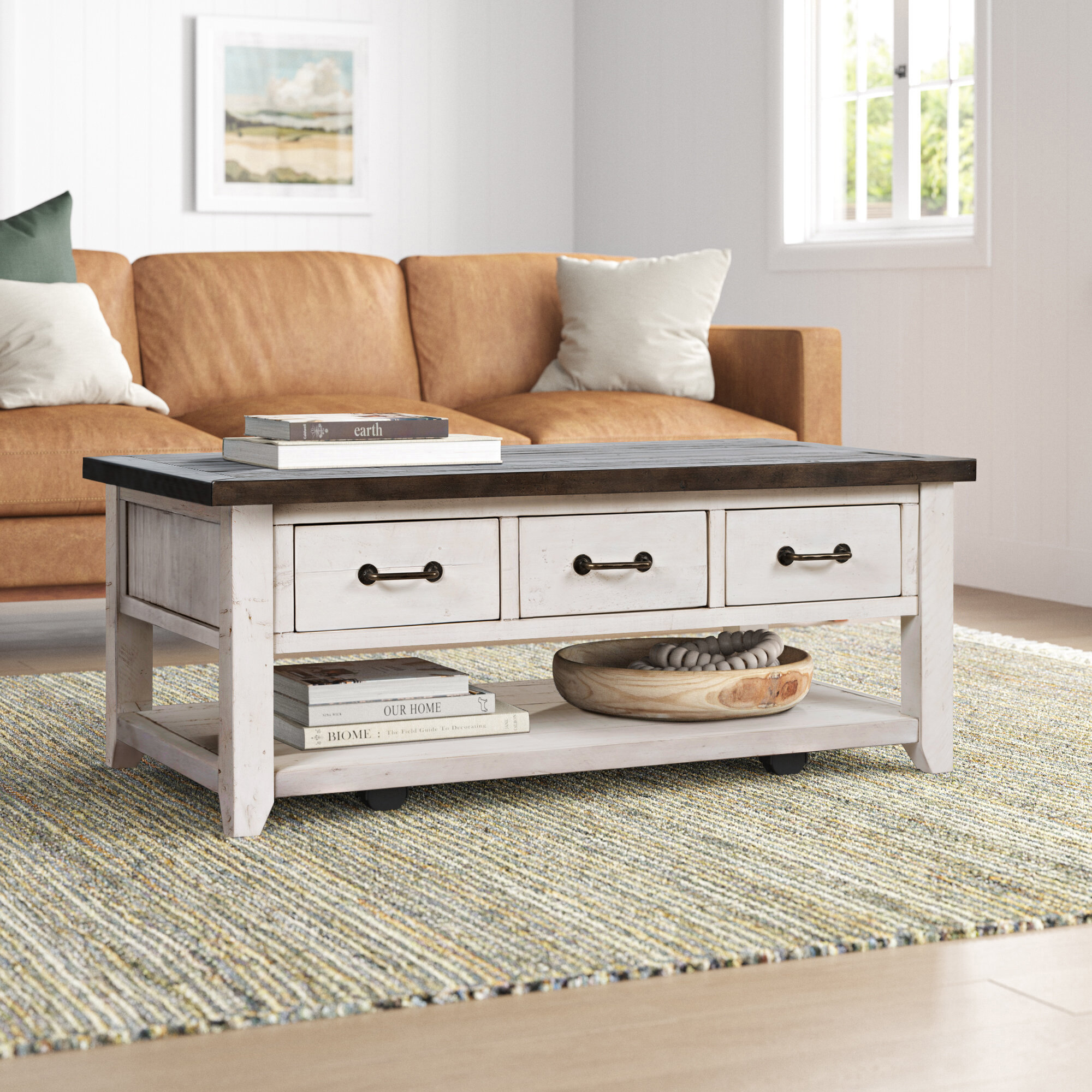 Sand & Stable Solid Wood 4 Legs Coffee Table with Storage & Reviews ...