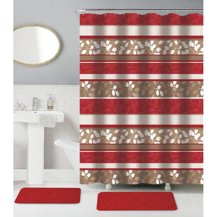 Nahua Memory Foam 15 Piece Shower Curtain Set + Hooks