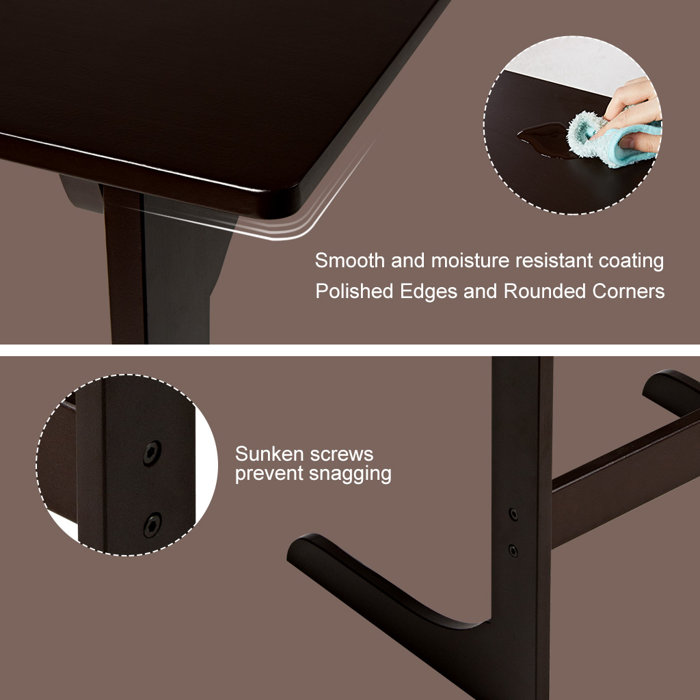Ebern Designs Bamboo Wood Side Table C Shaped For Snacks Laptop