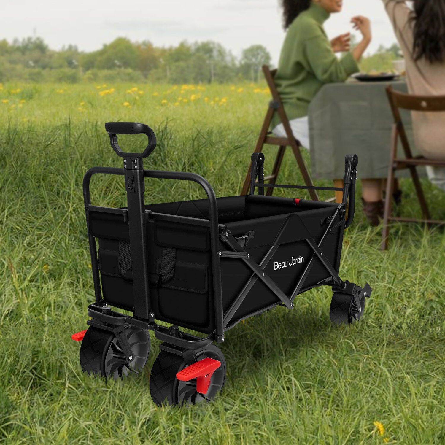 Fold Wagon Cart Large Capacity Portable Camping Shopping Collapsable Green 