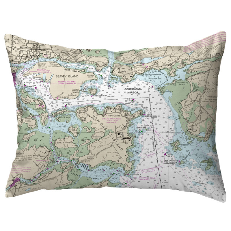 Highland Dunes Rother Portsmouth Harbor Nh Nautical Map Indoor Outdoor Lumbar Pillow Wayfair
