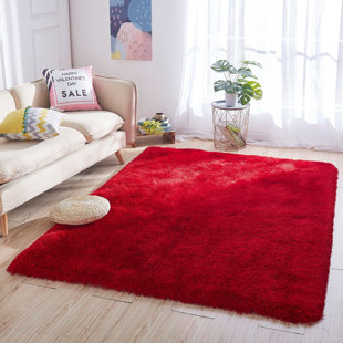 Large Living Room Area Plain Fluffy Shaggy Rug Modern Wine Red Burgundy Small 