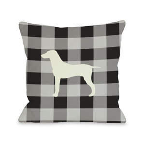 Doggy Du00e9cor Gingham Silhouette Mixed Breed Lumbar Pillow