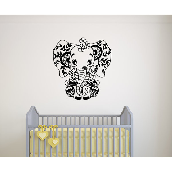 Zoomie Kids Elephant Baby Zentangle Mandala Vinyl Words Wall Decal