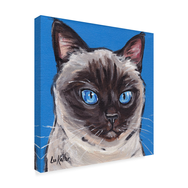 Winston Porter Cat Siamese On Blue Acrylic Painting Print On