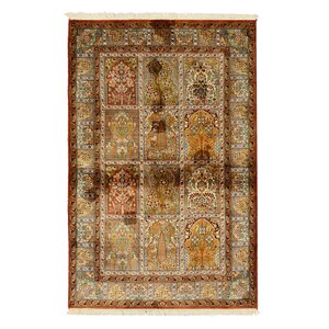 Hand-Knotted Beige Area Rug