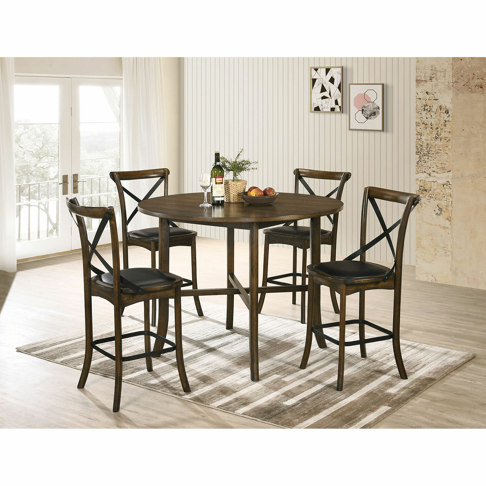 Gracie Oaks Torrence Placer 5 Piece Counter Height Dining Set 