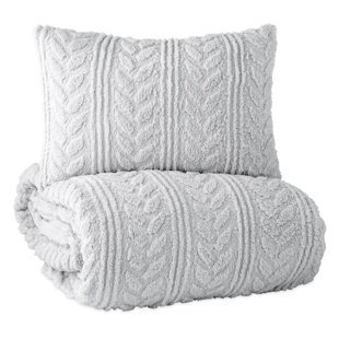 Cable Knit Euro Sham Wayfair Cristopher Cable Knit Sherpa Comforter Set
