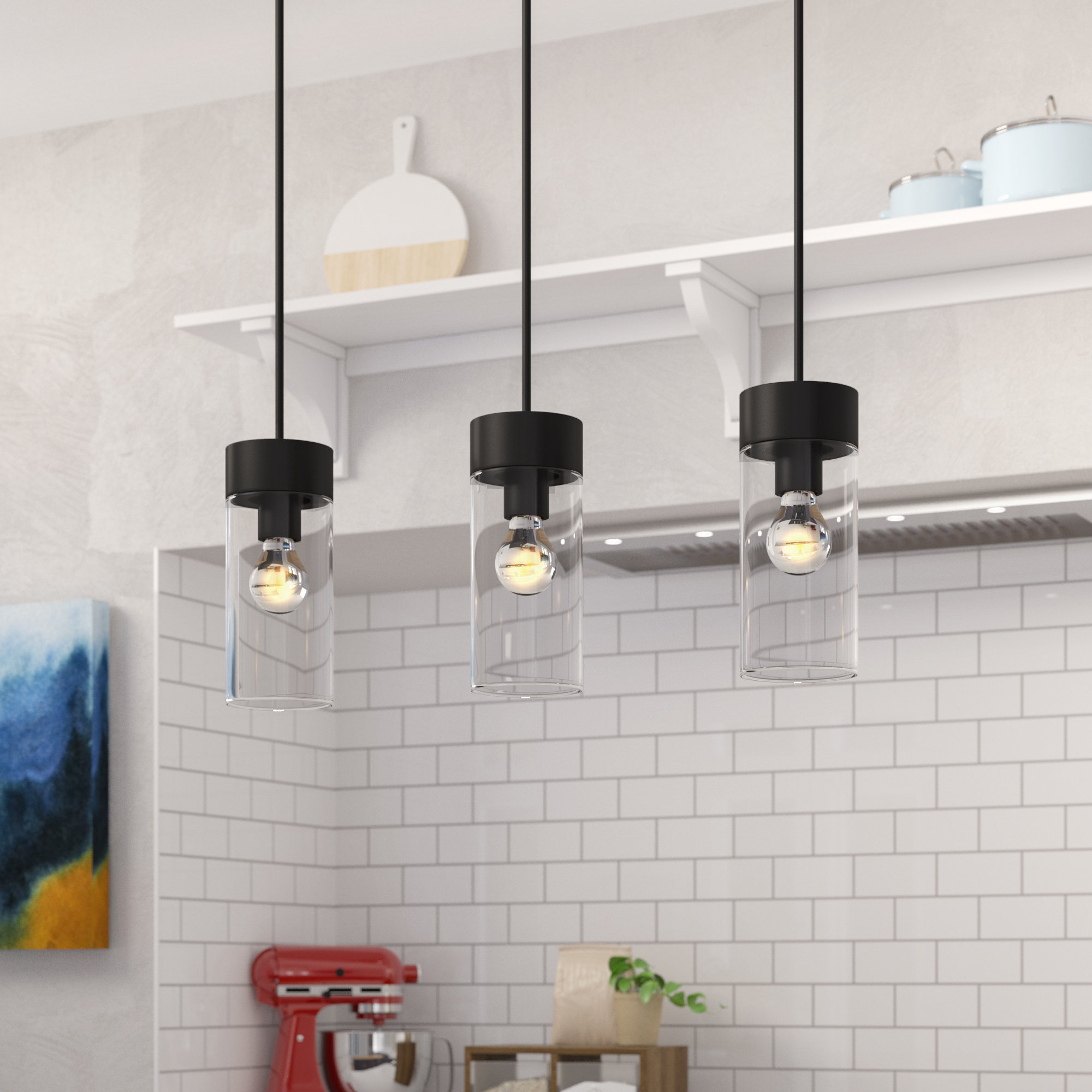 Brayden Studio Daniell 3 Light Kitchen Island Linear Pendant Reviews Wayfair