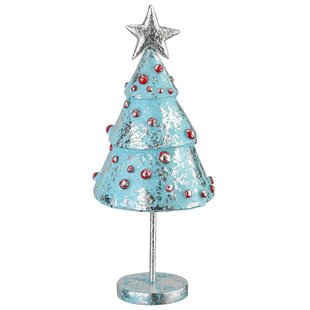 4 x Blue Glitter Standing Christmas Tree Table Decorations Christmas Gift