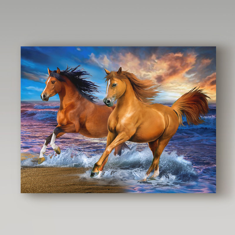 Trademark Art Two Brown Horses Acrylic Painting Print On Wrapped