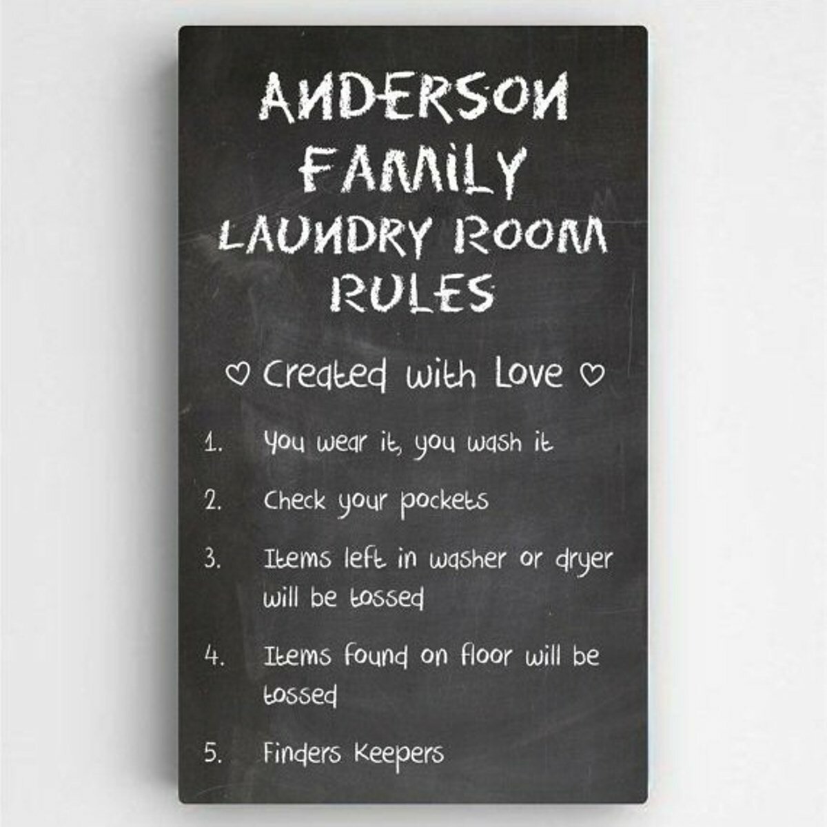 Personalized Laundry Room Rules Sign Textual Art On Canvas