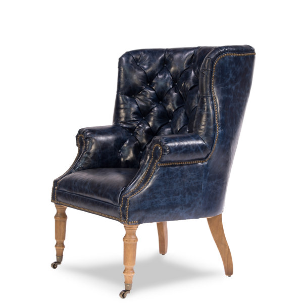 Astoria Grand Morford 30 W Tufted Top Grain Leather Wingback Chair Wayfair