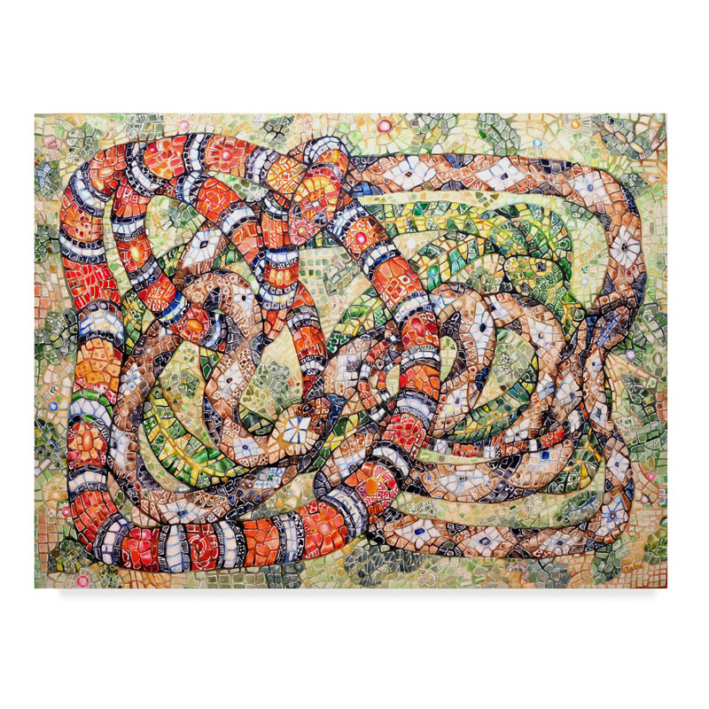 Bay Isle Home Coral Snake Ouroboros Acrylic Painting Print On