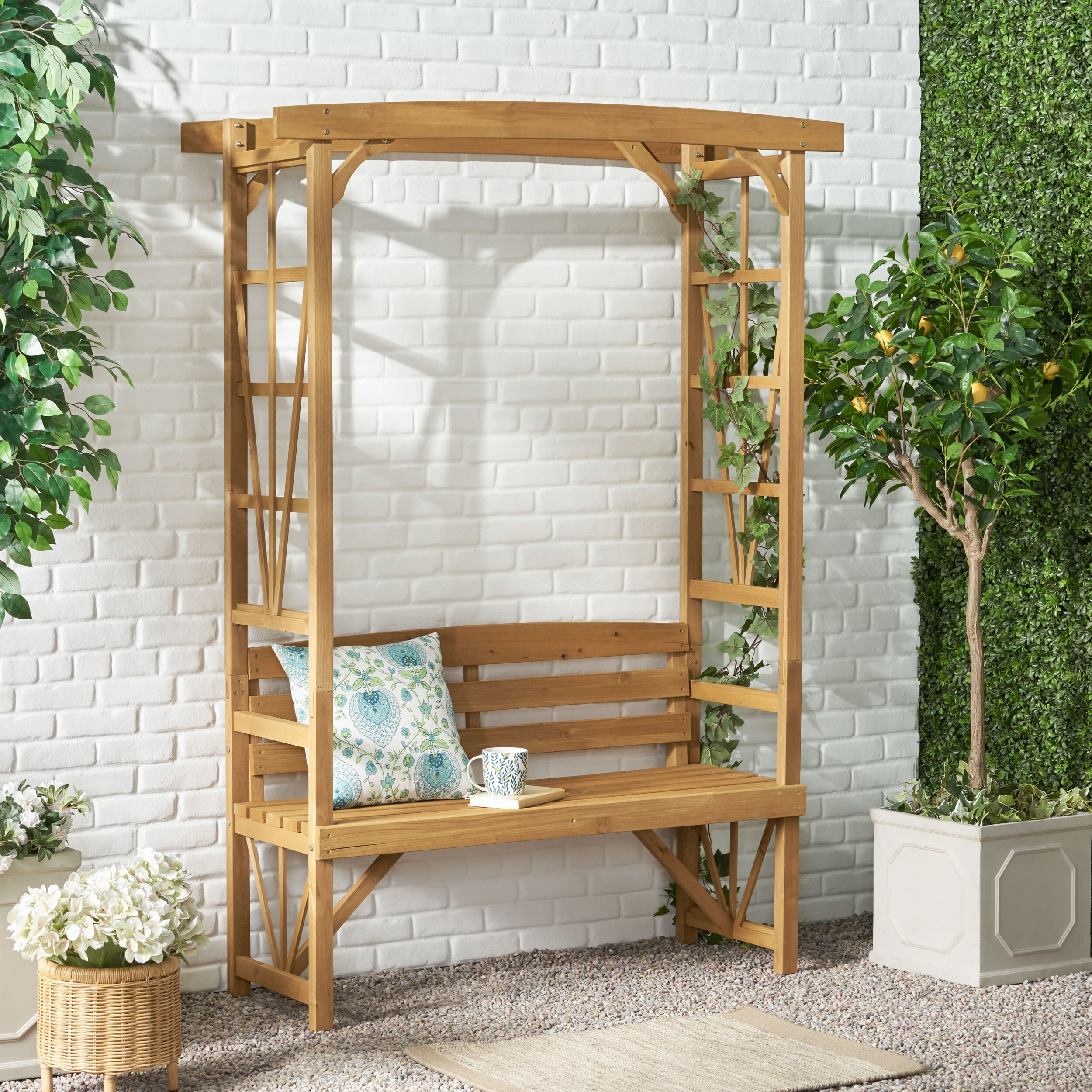 wooden arbour bench