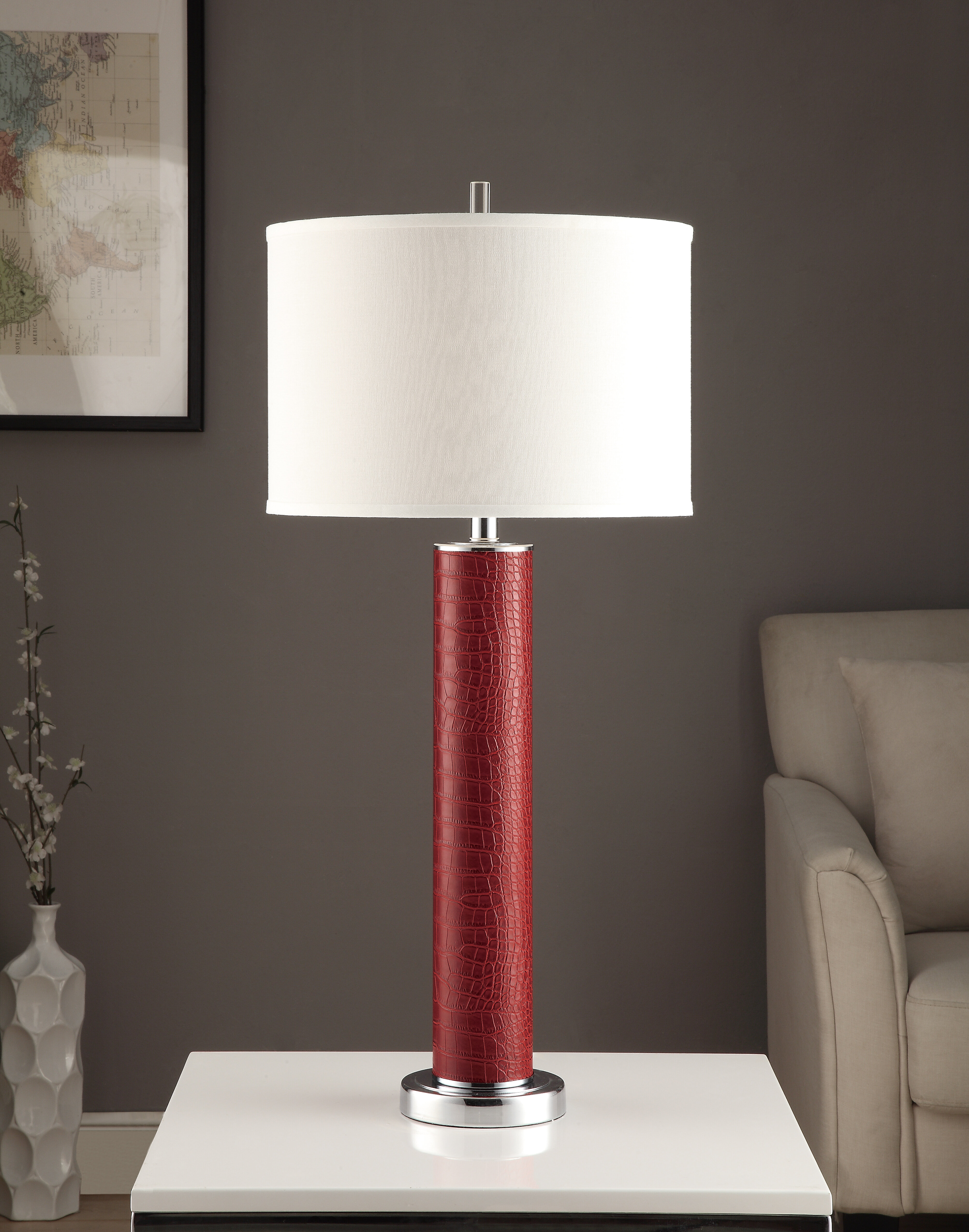 red table lamp base