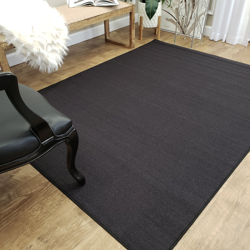 Karlee Solid Plain Black Area Rug
