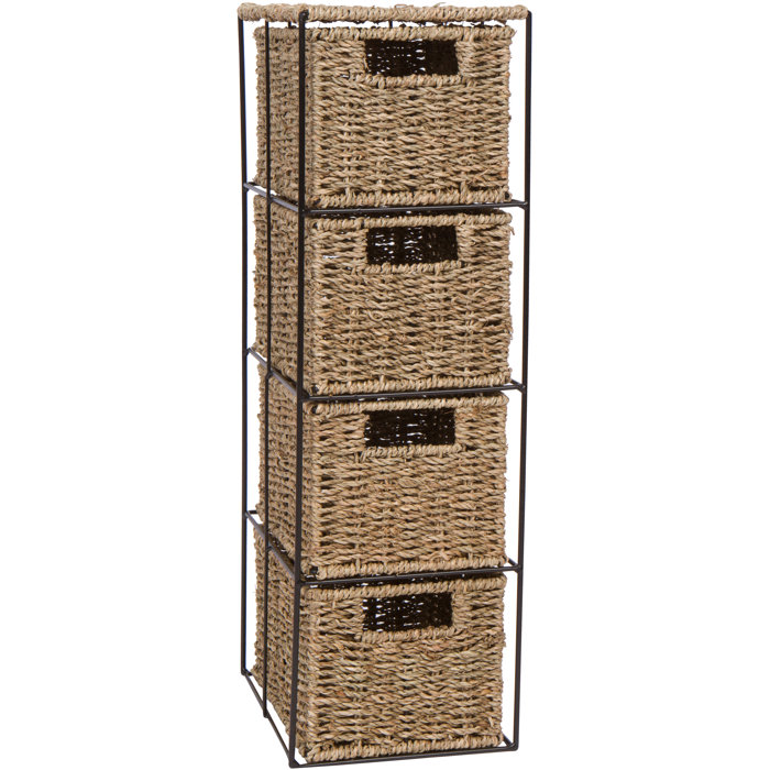 Highland Dunes Arthur Seagrass And Metal 4 Drawer Storage Chest