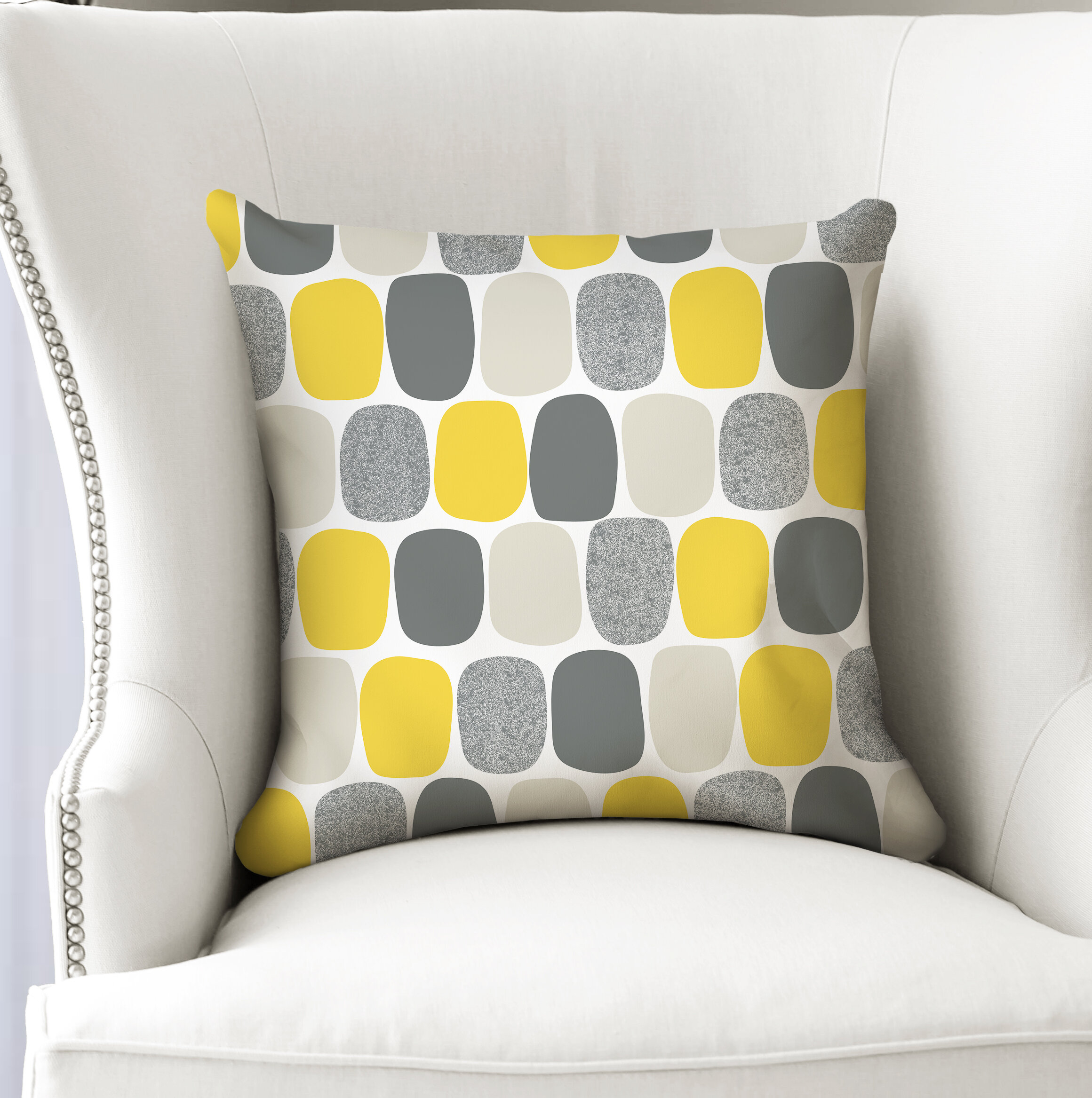 yellow and white cushions