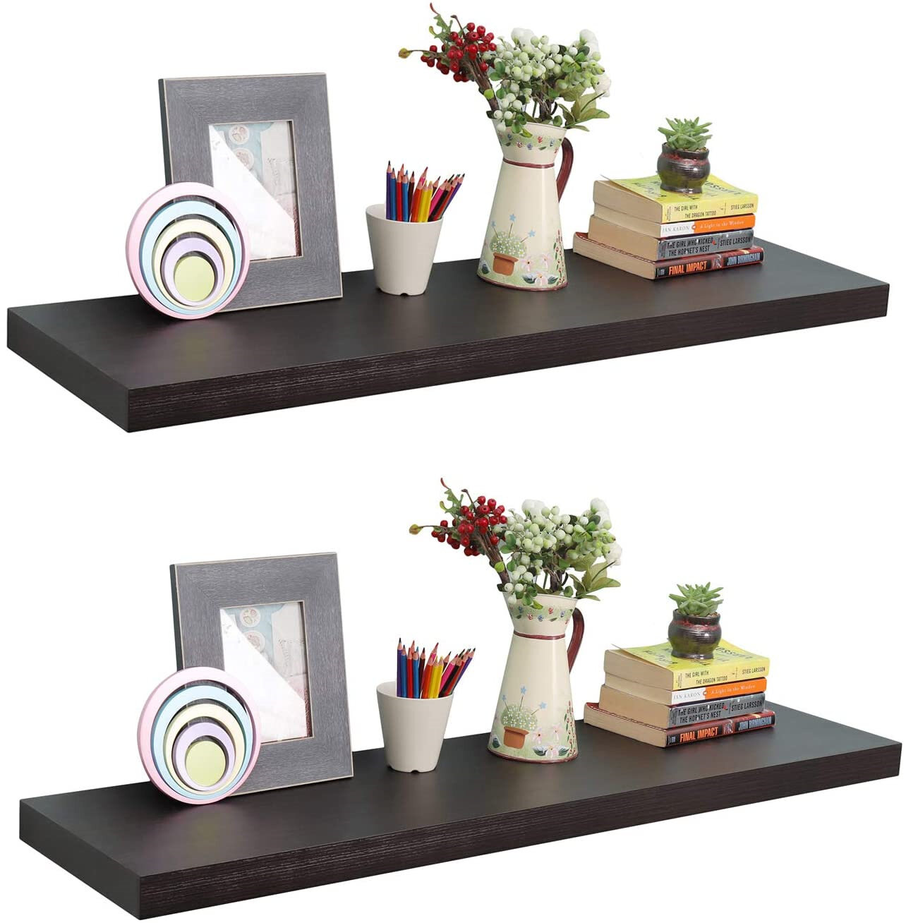 Ebern Designs 36 Inch Wall Mounted Floating Shelves Set Of 2ledge Display Shelf Wide Panel 12in 6888