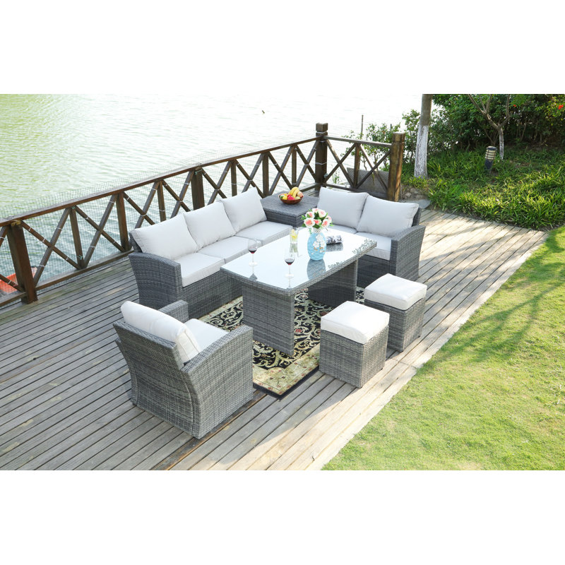 brayden studio ensemble de conversation avec canape en rotin 7 pieces avec coussins bellingham et commentaires wayfair ca