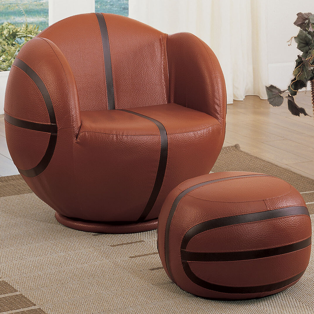 A J Homes Studio All Star Basketball Kids Faux Leather Chair And Ottoman Reviews Wayfair
