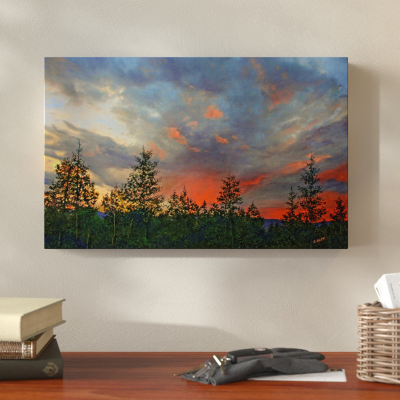 Millwood Pines Fire In The Cloudy Sky Acrylic Painting Print On