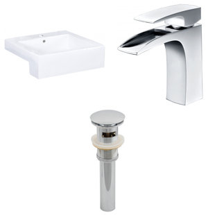 Go to store & view more images American Imaginations 20.25-in. W Semi-Recessed White Vessel Set For 1 Hole Center Faucet - Faucet Included