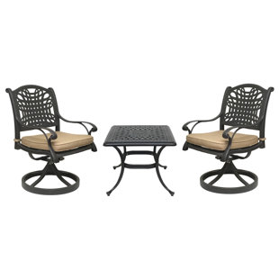 Go to store & view more images Champigny 3 Piece Bistro Set with Sunbrella Cushions by Fleur De Lis Living