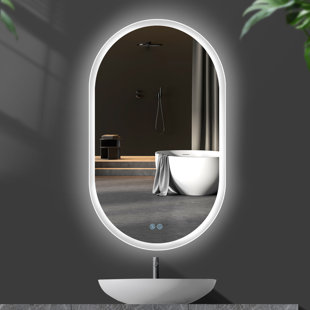 Large Anti-fog Oval LED Bathroom Mirror Wall Makeup Shaving Mirror &Light Dimmer 