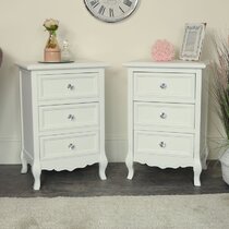 High Leg Bedsides Tables In Cream Narrow French Style Shabby Chic Bedsides 