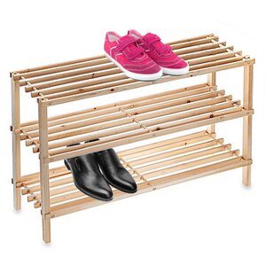 3-Tier Wooden 9 Pair Shoe Rack