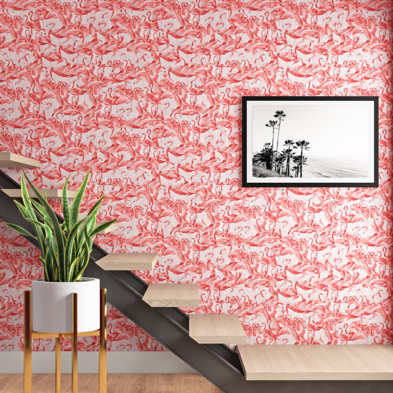 Alexio Flamingo Cheeky 16 5 L X 20 5 W Peel And Stick Wallpaper