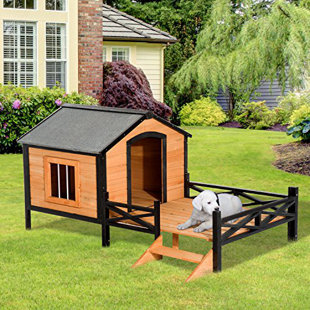 Dog Houses You Ll Love Wayfair Fauntleroy Cabin Outdoor Covered Elevated Dog House