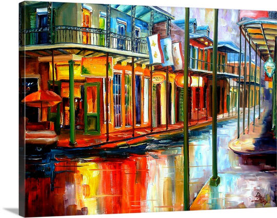 Canvas On Demand Downpour On Bourbon Street By Diane Millsap