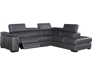 Catawissa Leather Reclining Sectional by Wade Logan 2019 Sale
