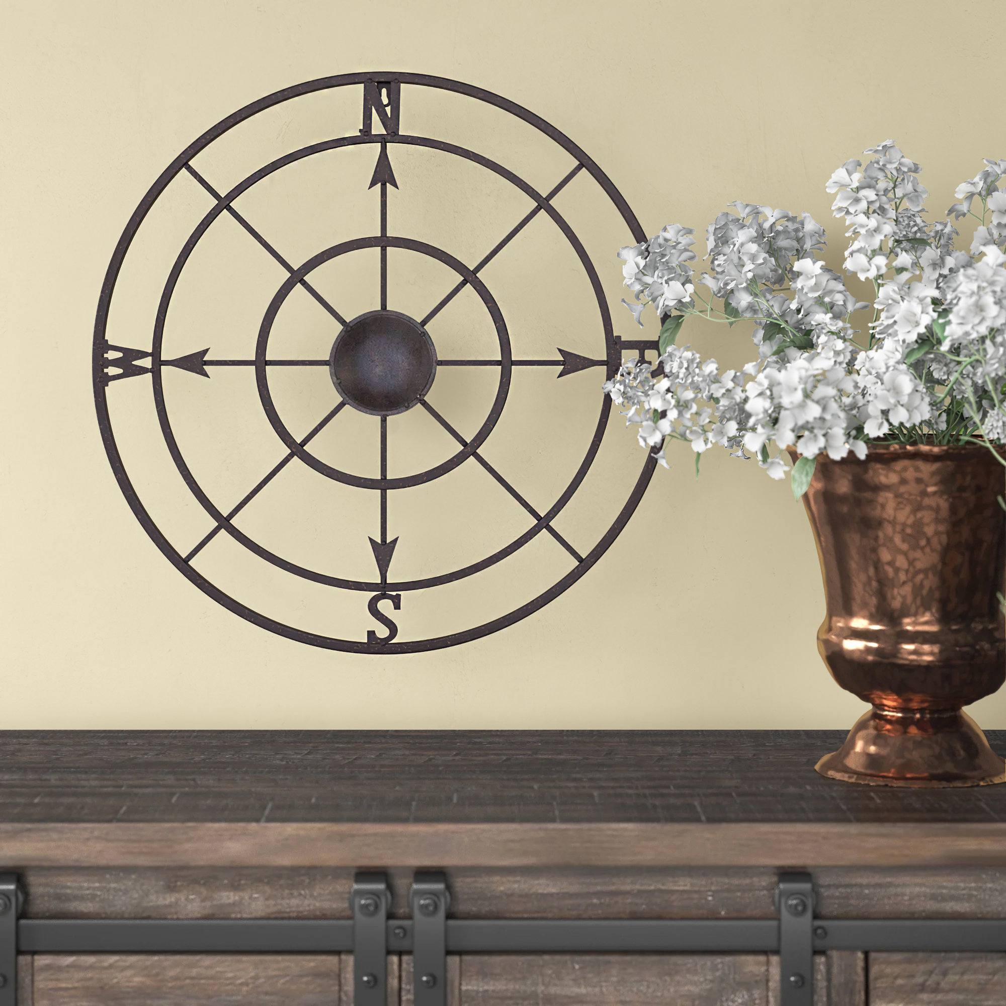 White Compass Rose Nautical Wall Decor Decal Vinyl Wall Art LARGE 21 in