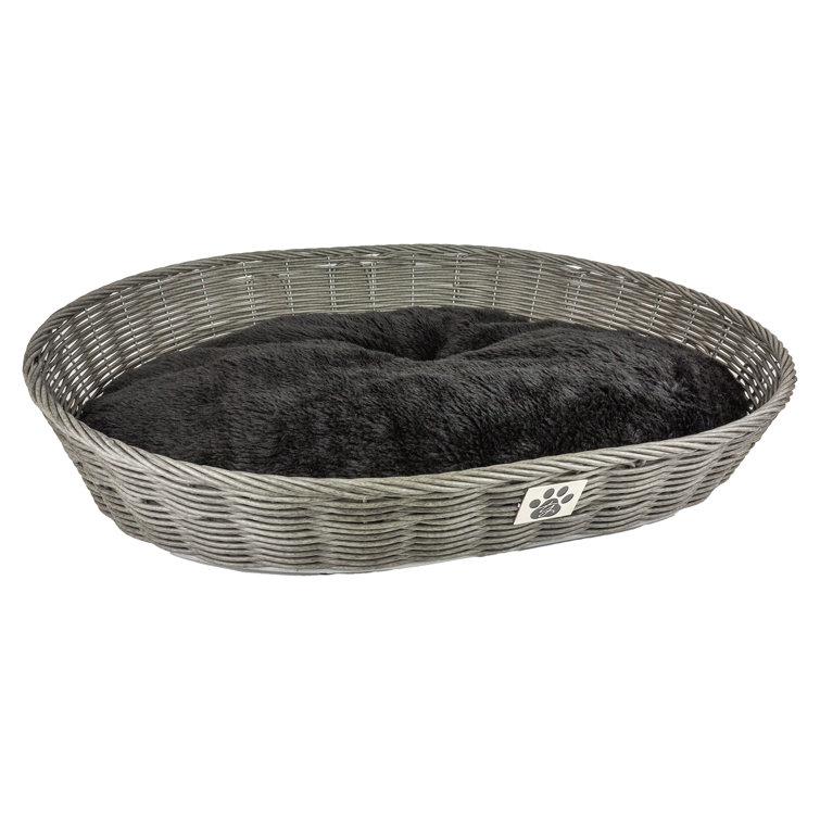 grey wicker dog bed
