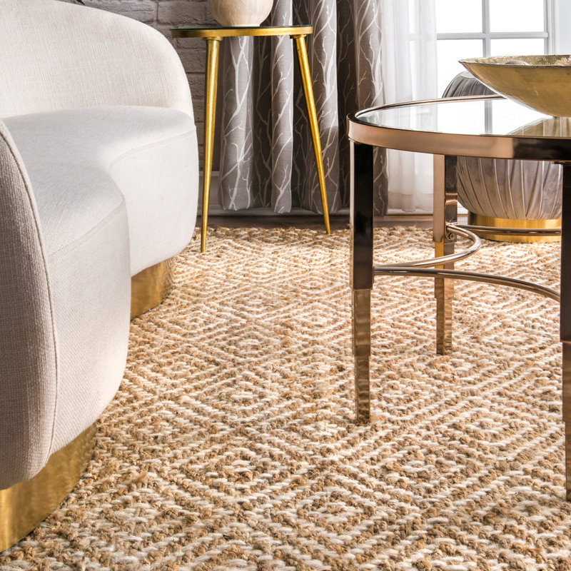 Union Rustic Jasiah Geometric Hand Tufted Jute Sisal Ivory Taupe Area Rug Reviews