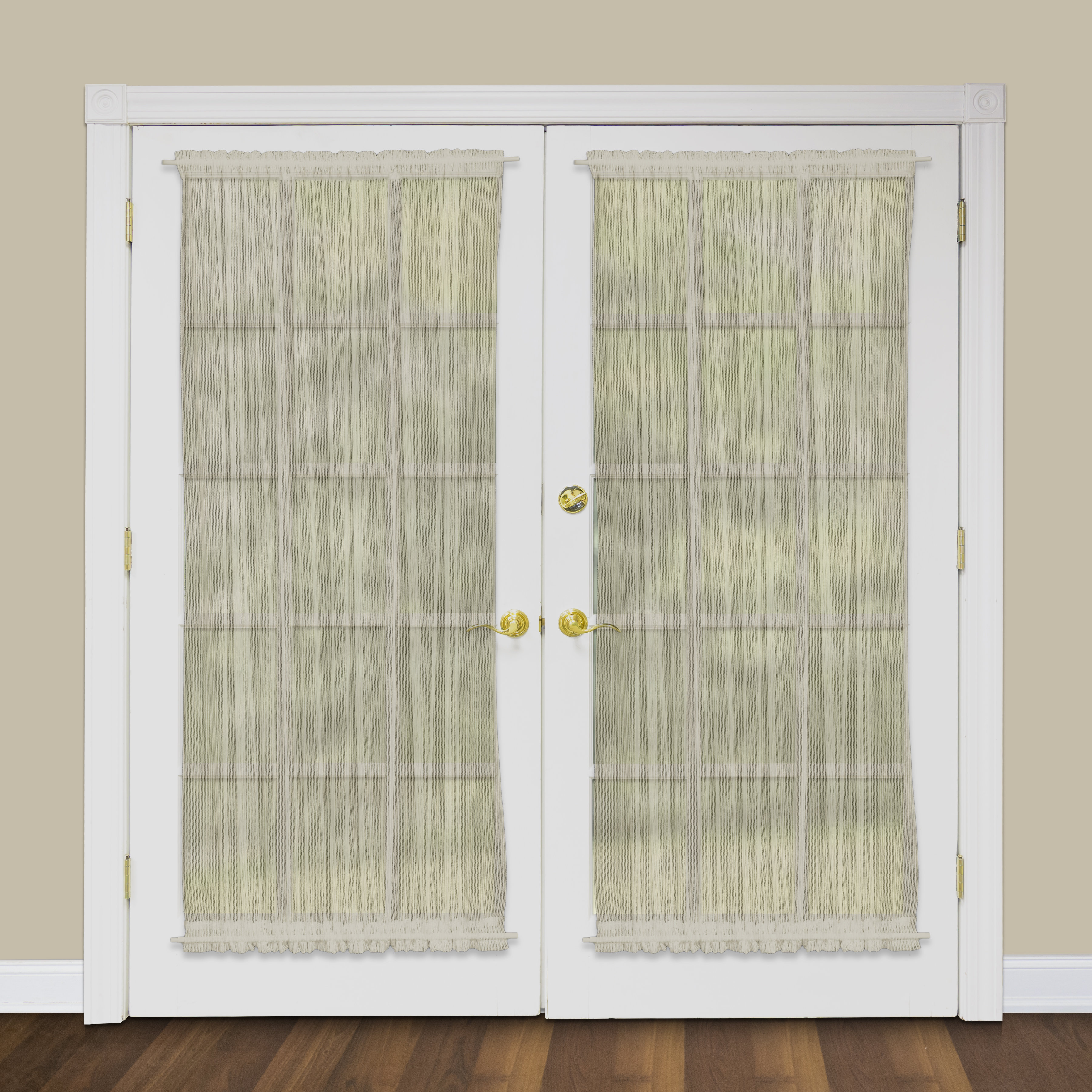 August Grove Arles Striped Sheer Rod Pocket French Door Curtain