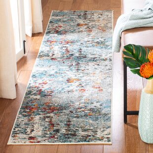 Gold & Grey Distressed Modern Runner RugsAbstract Rug for Hallway 60x240 cm 