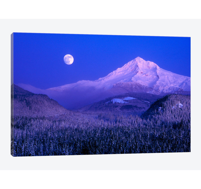 East Urban Home Moonlit Landscape Featuring Mount Hood Wy East Oregon Usa Photographic Print On Canvas Wayfair