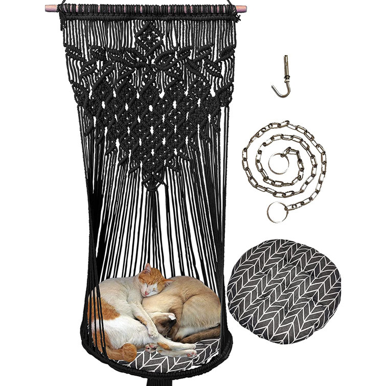 macrame hanging cat bed