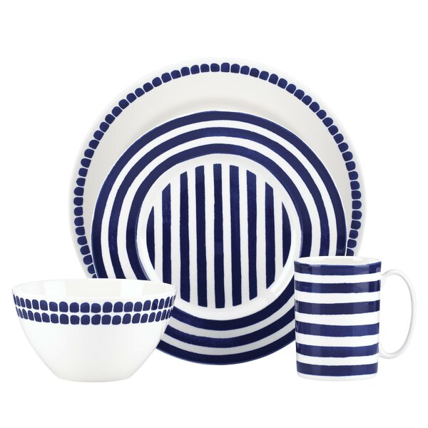 This dinnerware pattern reflects a cosmopolitan sensibility in its motif of...