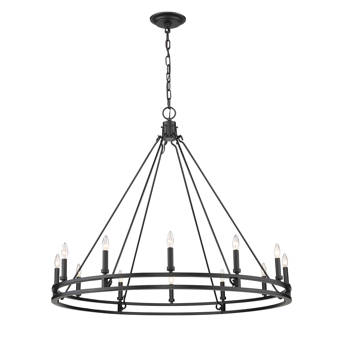 Gracie Oaks Adamsville 12 Light Candle Style Wagon Wheel Chandelier Reviews Wayfair
