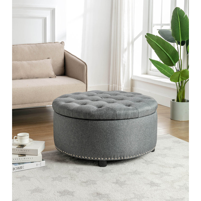Lark Manor 29.9'' Wide Tufted Round Ottoman with Storage & Reviews ...