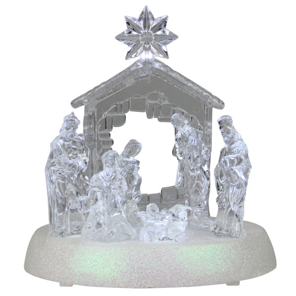 Northlight 7 5 Led Holy Family In Stable Christmas Nativity Scene Decoration Reviews Wayfair